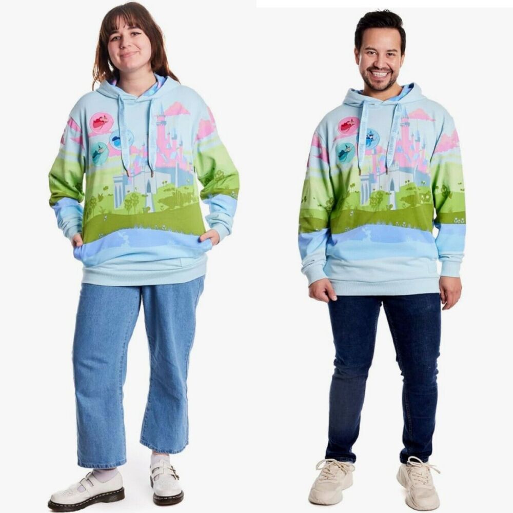 Disney Loungefly Sleeping Beauty Castle Hoodie Unisex Fairies Size Large NWT - Picture 7 of 11